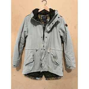 Burton Jacket Women Size M Green/Camo Living Lining Snowboard Ski Hooded